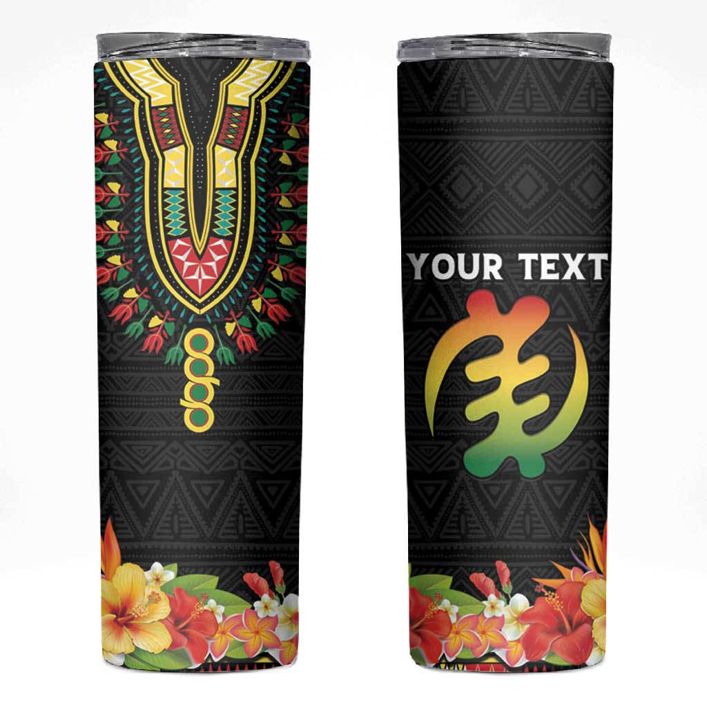 Personalized Afro Hibiscus Tropical Skinny Tumbler Dashiki African Pattern - African Pride