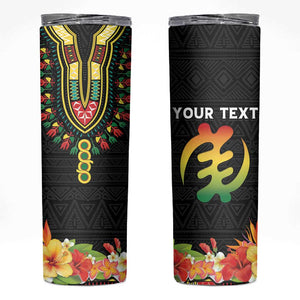 Personalized Afro Hibiscus Tropical Skinny Tumbler Dashiki African Pattern - African Pride