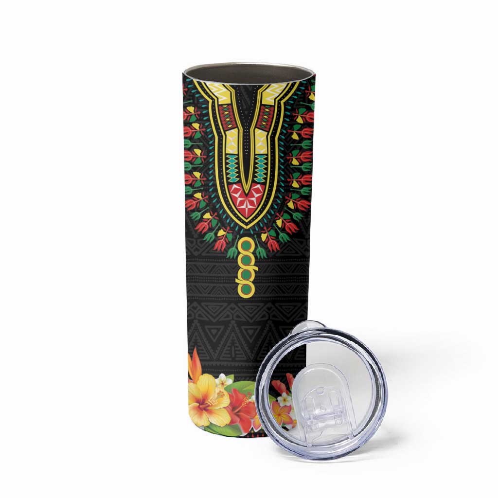 Personalized Afro Hibiscus Tropical Skinny Tumbler Dashiki African Pattern - African Pride