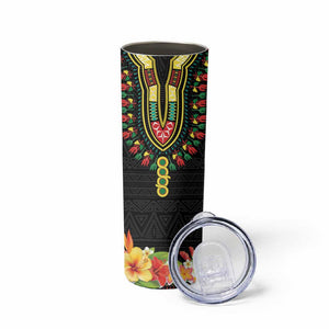 Personalized Afro Hibiscus Tropical Skinny Tumbler Dashiki African Pattern - African Pride