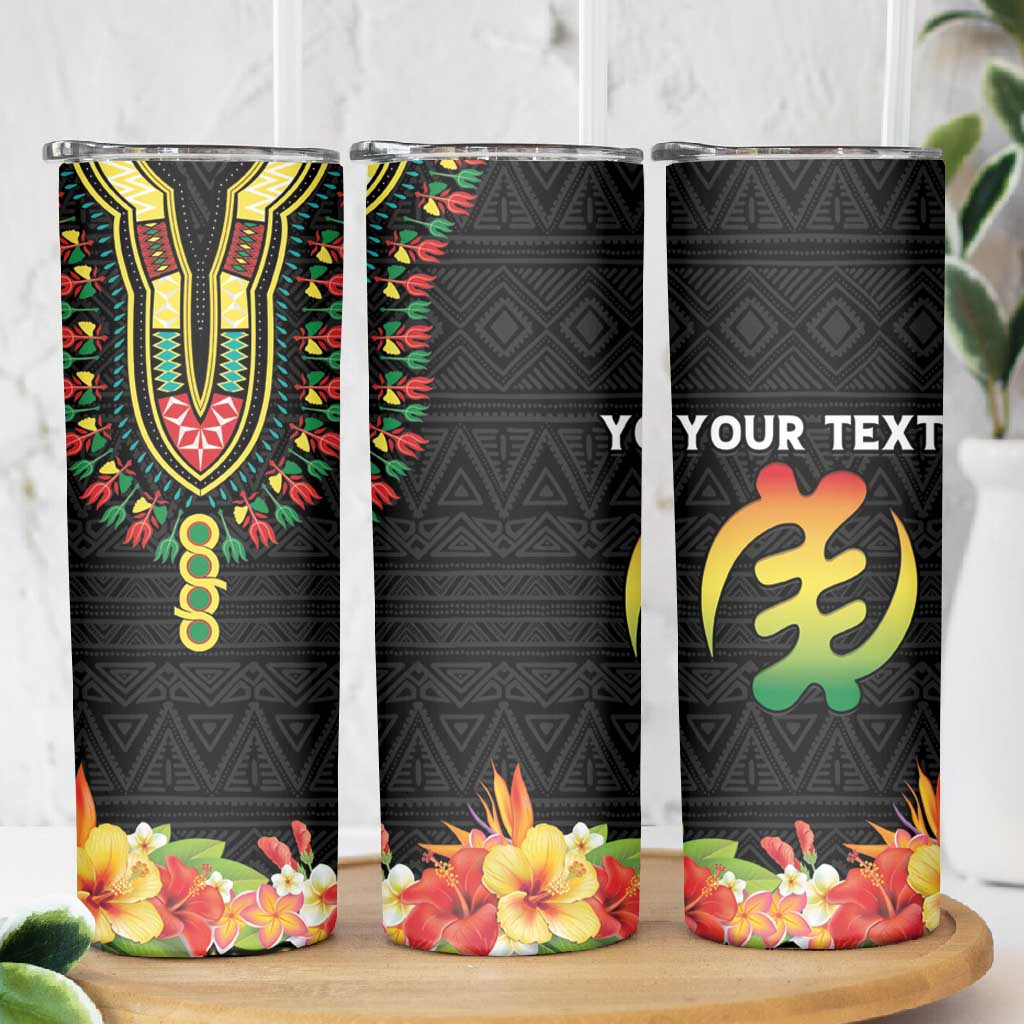 Personalized Afro Hibiscus Tropical Skinny Tumbler Dashiki African Pattern - African Pride