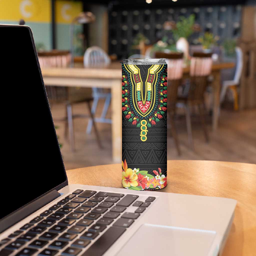 Personalized Afro Hibiscus Tropical Skinny Tumbler Dashiki African Pattern - African Pride