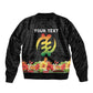 Personalized Afro Hibiscus Tropical Sleeve Zip Bomber Jacket Dashiki African Pattern - African Pride
