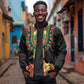 Personalized Afro Hibiscus Tropical Sleeve Zip Bomber Jacket Dashiki African Pattern - African Pride