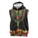 Personalized Afro Hibiscus Tropical Sleeveless Hoodie Dashiki African Pattern - African Pride