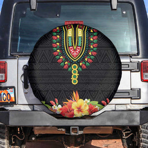 Personalized Afro Hibiscus Tropical Spare Tire Cover Dashiki African Pattern - African Pride