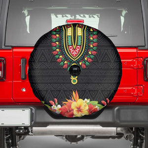 Personalized Afro Hibiscus Tropical Spare Tire Cover Dashiki African Pattern - African Pride