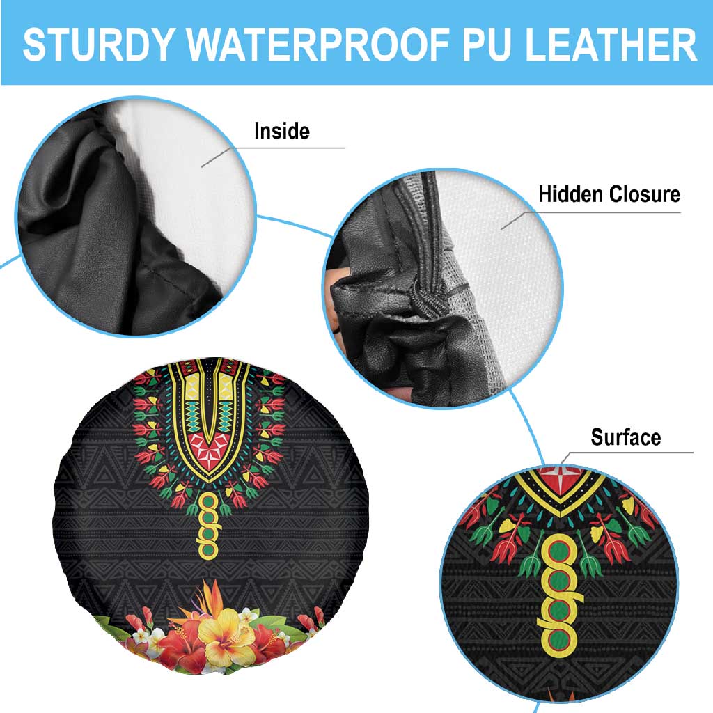 Personalized Afro Hibiscus Tropical Spare Tire Cover Dashiki African Pattern - African Pride