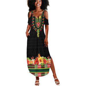 Personalized Afro Hibiscus Tropical Summer Maxi Dress Dashiki African Pattern - African Pride