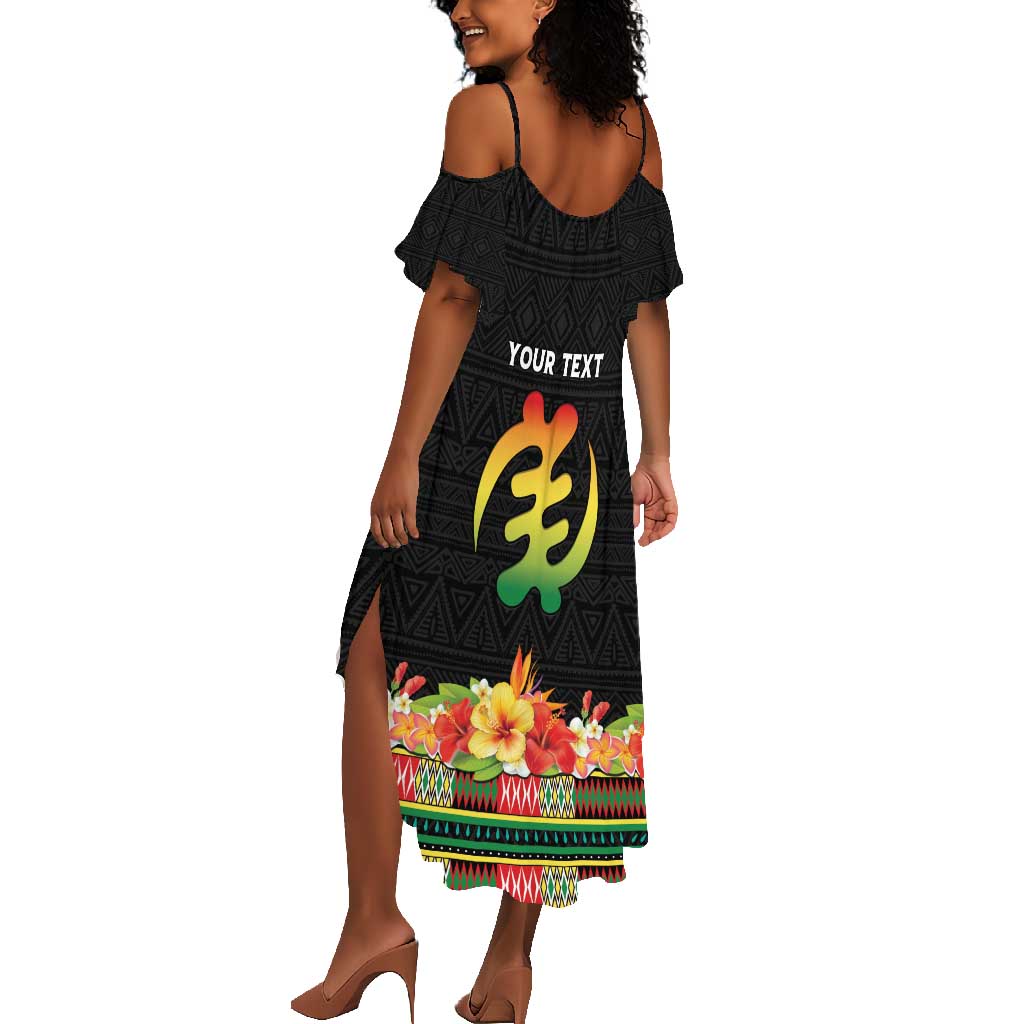 Personalized Afro Hibiscus Tropical Summer Maxi Dress Dashiki African Pattern - African Pride