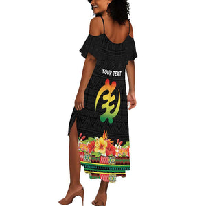 Personalized Afro Hibiscus Tropical Summer Maxi Dress Dashiki African Pattern - African Pride