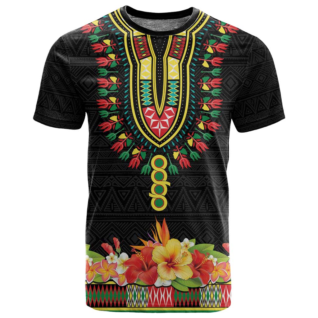 Personalized Afro Hibiscus Tropical T shirt Dashiki African Pattern - African Pride