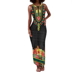 Personalized Afro Hibiscus Tropical Tank Maxi Dress Dashiki African Pattern - African Pride