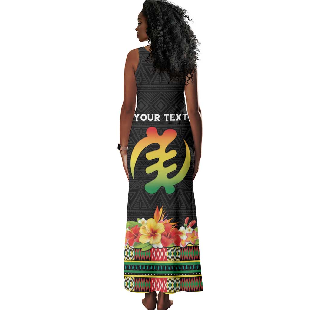 Personalized Afro Hibiscus Tropical Tank Maxi Dress Dashiki African Pattern - African Pride