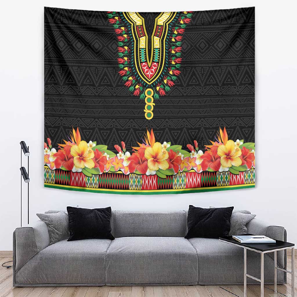 Personalized Afro Hibiscus Tropical Tapestry Dashiki African Pattern - African Pride