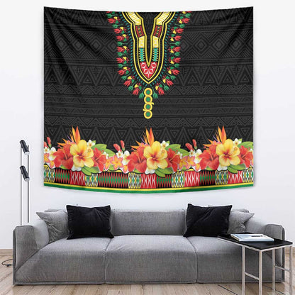 Personalized Afro Hibiscus Tropical Tapestry Dashiki African Pattern - African Pride