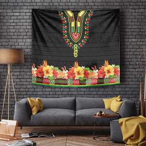 Personalized Afro Hibiscus Tropical Tapestry Dashiki African Pattern - African Pride