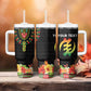 Personalized Afro Hibiscus Tropical Tumbler With Handle Dashiki African Pattern - African Pride