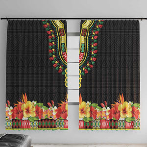 Personalized Afro Hibiscus Tropical Window Curtain Dashiki African Pattern - African Pride
