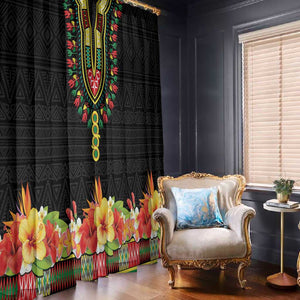Personalized Afro Hibiscus Tropical Window Curtain Dashiki African Pattern - African Pride