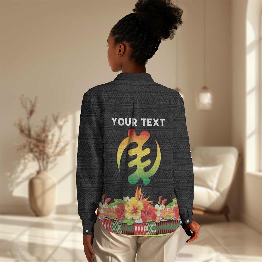 Personalized Afro Hibiscus Tropical Women Casual Shirt Dashiki African Pattern - African Pride