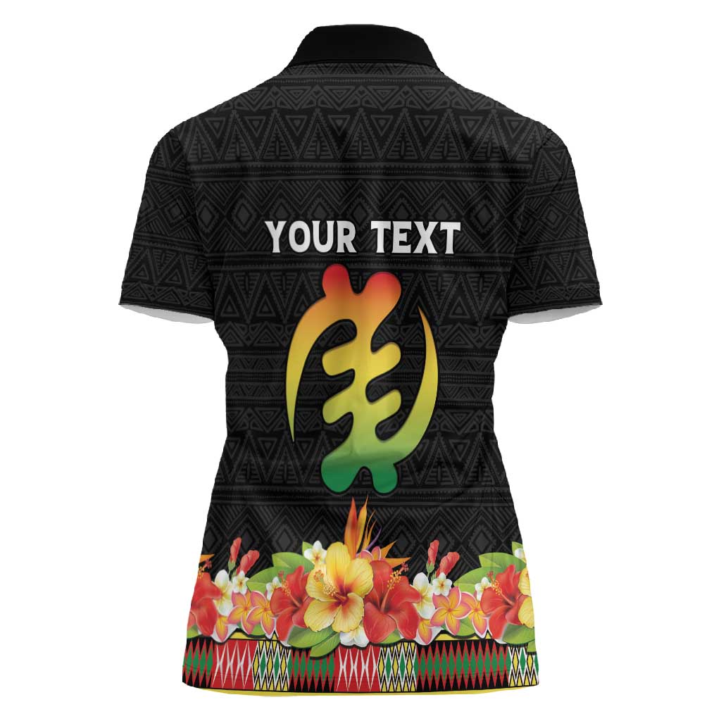 Personalized Afro Hibiscus Tropical Women Polo Shirt Dashiki African Pattern - African Pride