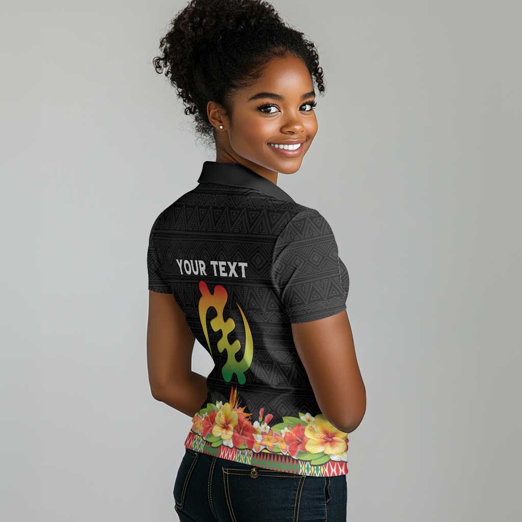 Personalized Afro Hibiscus Tropical Women Polo Shirt Dashiki African Pattern - African Pride
