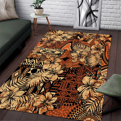 Afro Hibiscus Tropical Area Rug African Pattern - African Pride