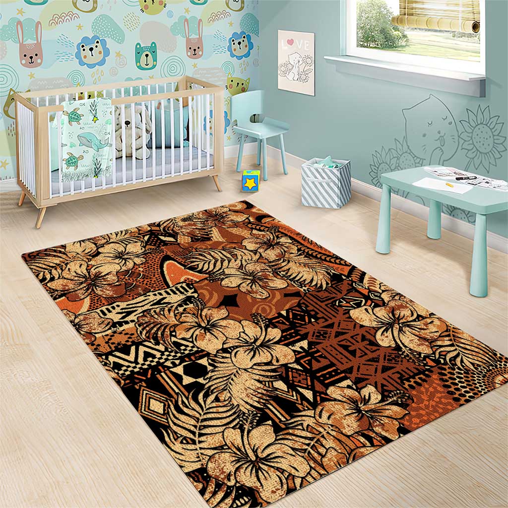 Afro Hibiscus Tropical Area Rug African Pattern - African Pride