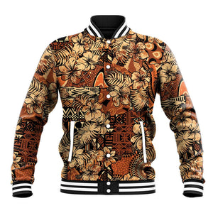 Afro Hibiscus Tropical Baseball Jacket African Pattern - African Pride