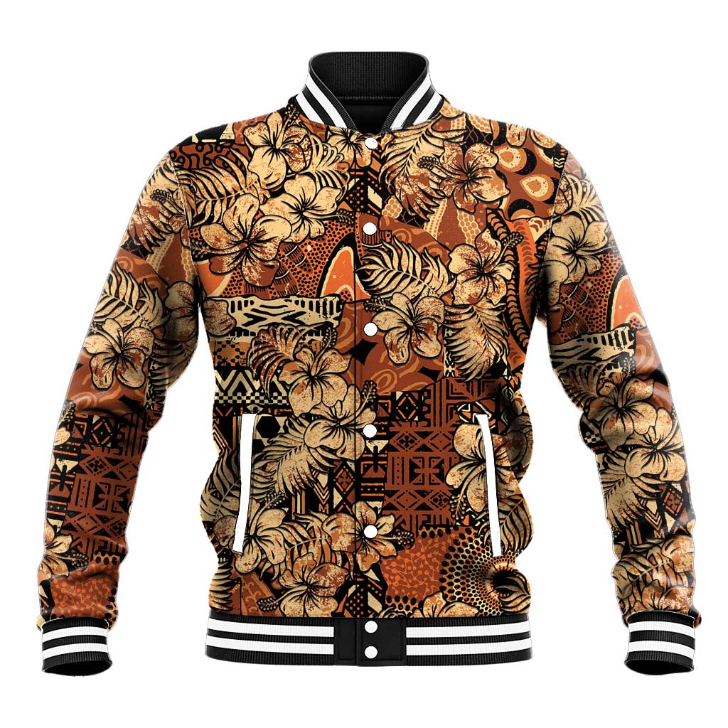 Afro Hibiscus Tropical Baseball Jacket African Pattern - African Pride