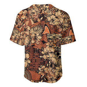 Afro Hibiscus Tropical Baseball Jersey African Pattern - African Pride