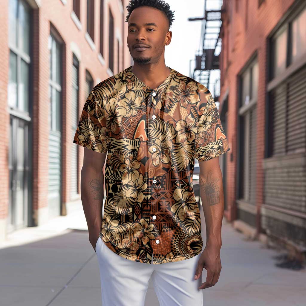Afro Hibiscus Tropical Baseball Jersey African Pattern - African Pride