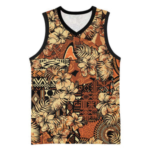Afro Hibiscus Tropical Basketball Jersey African Pattern - African Pride