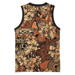 Afro Hibiscus Tropical Basketball Jersey African Pattern - African Pride