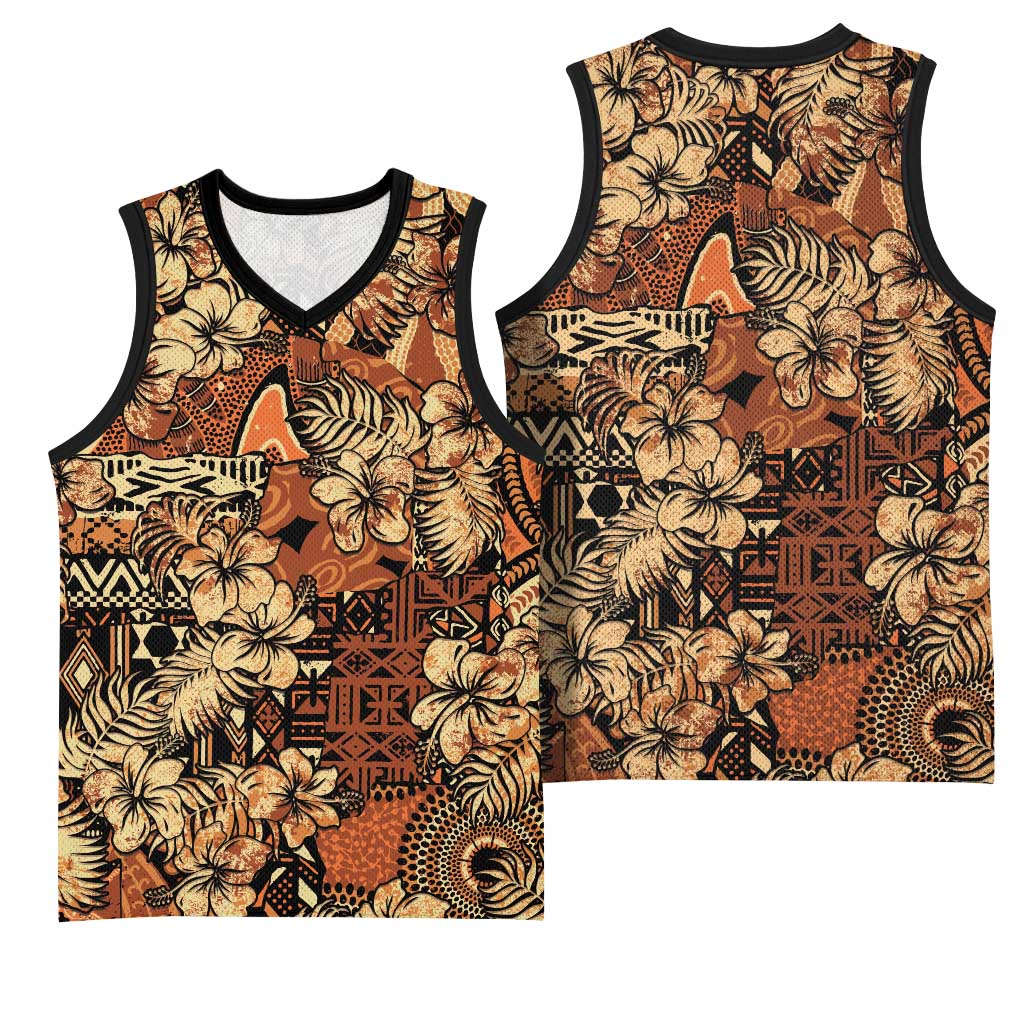 Afro Hibiscus Tropical Basketball Jersey African Pattern - African Pride