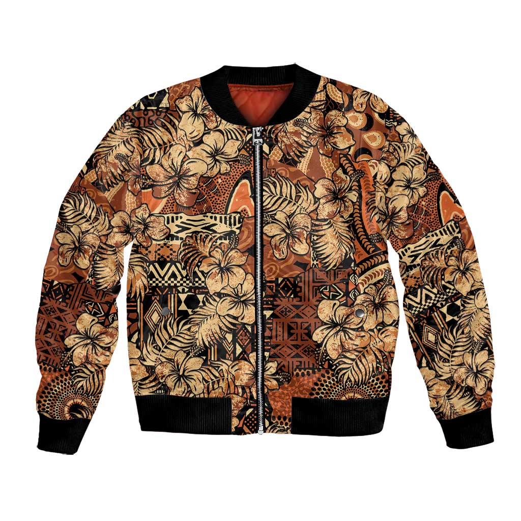 Afro Hibiscus Tropical Bomber Jacket African Pattern - African Pride