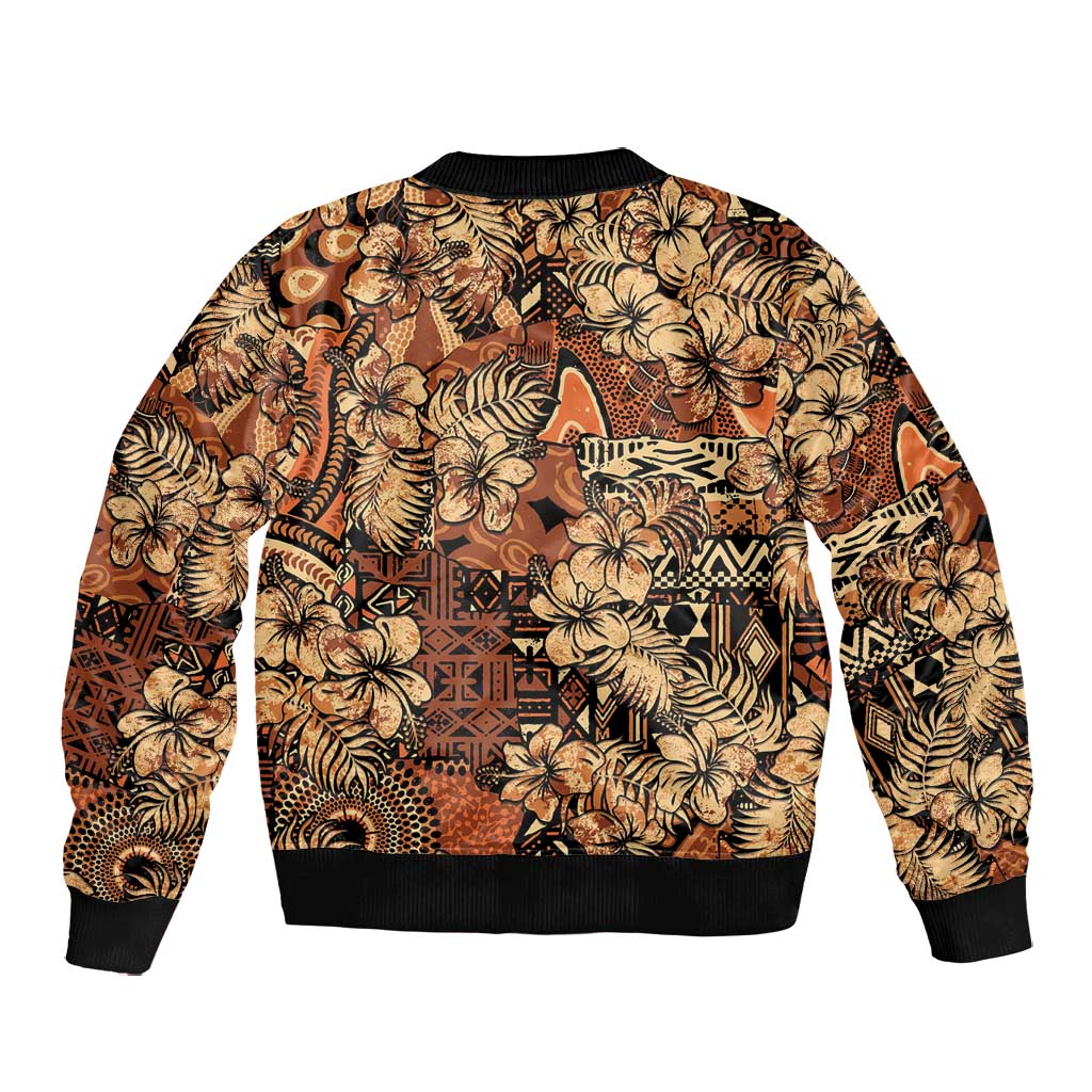Afro Hibiscus Tropical Bomber Jacket African Pattern - African Pride