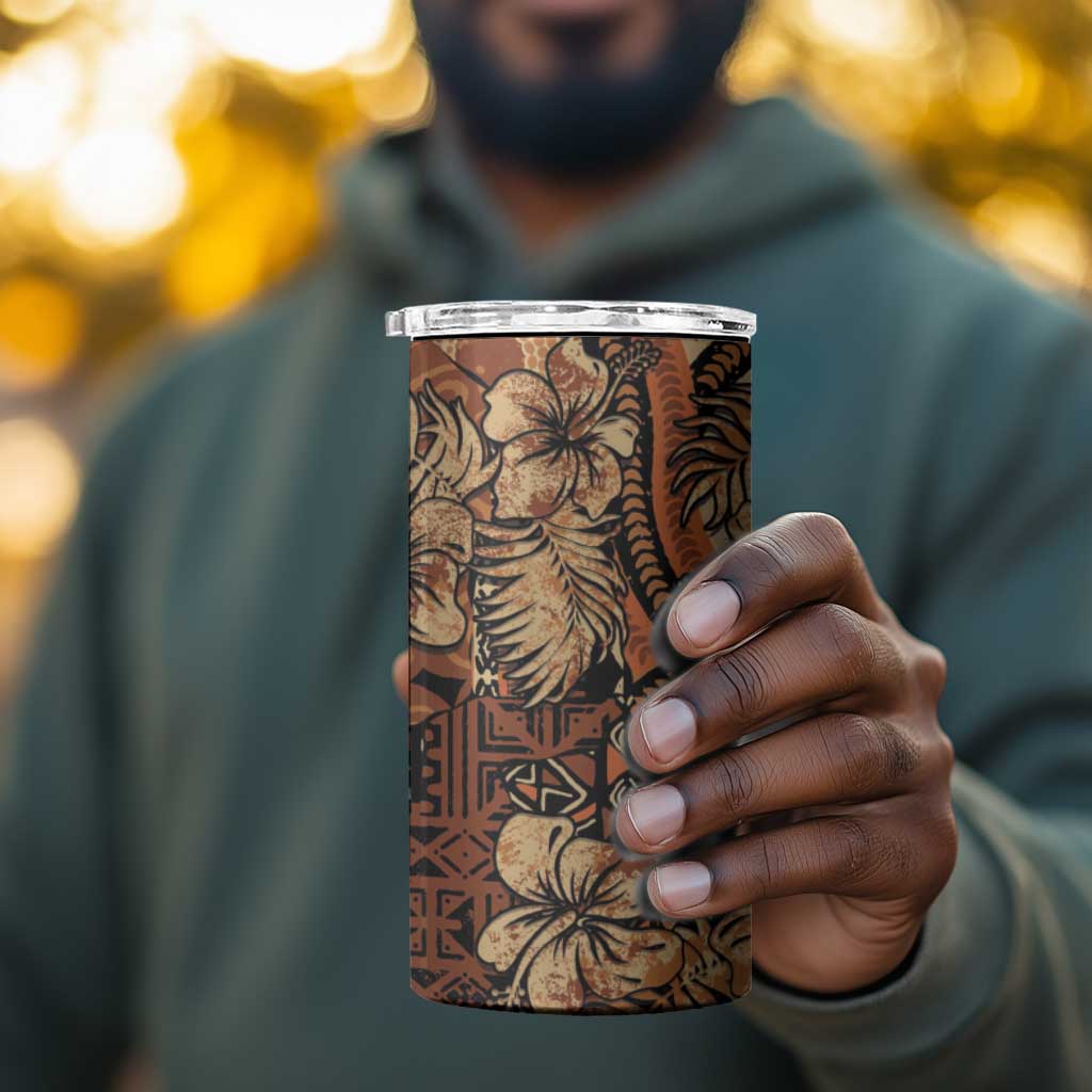 Afro Hibiscus Tropical 4 in 1 Can Cooler Tumbler African Pattern - African Pride