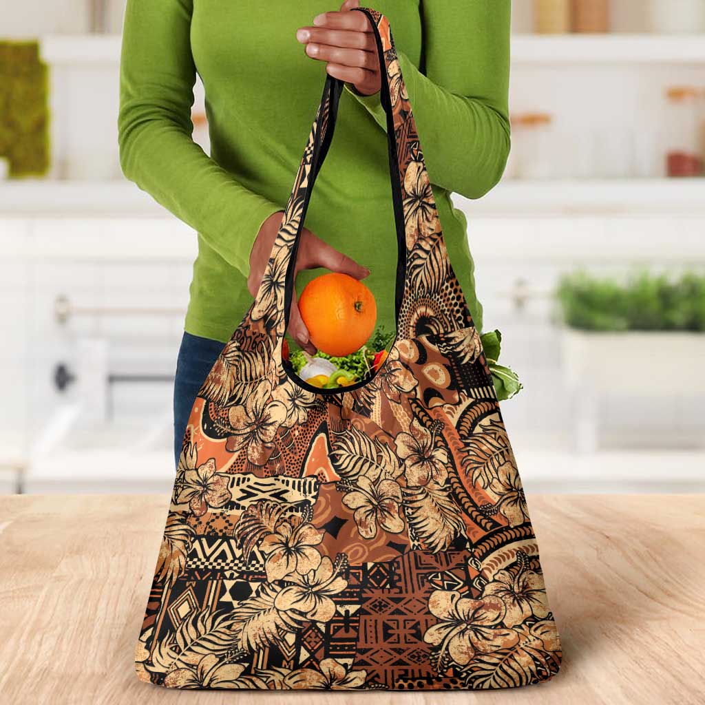 Afro Hibiscus Tropical Grocery Bag African Pattern - African Pride