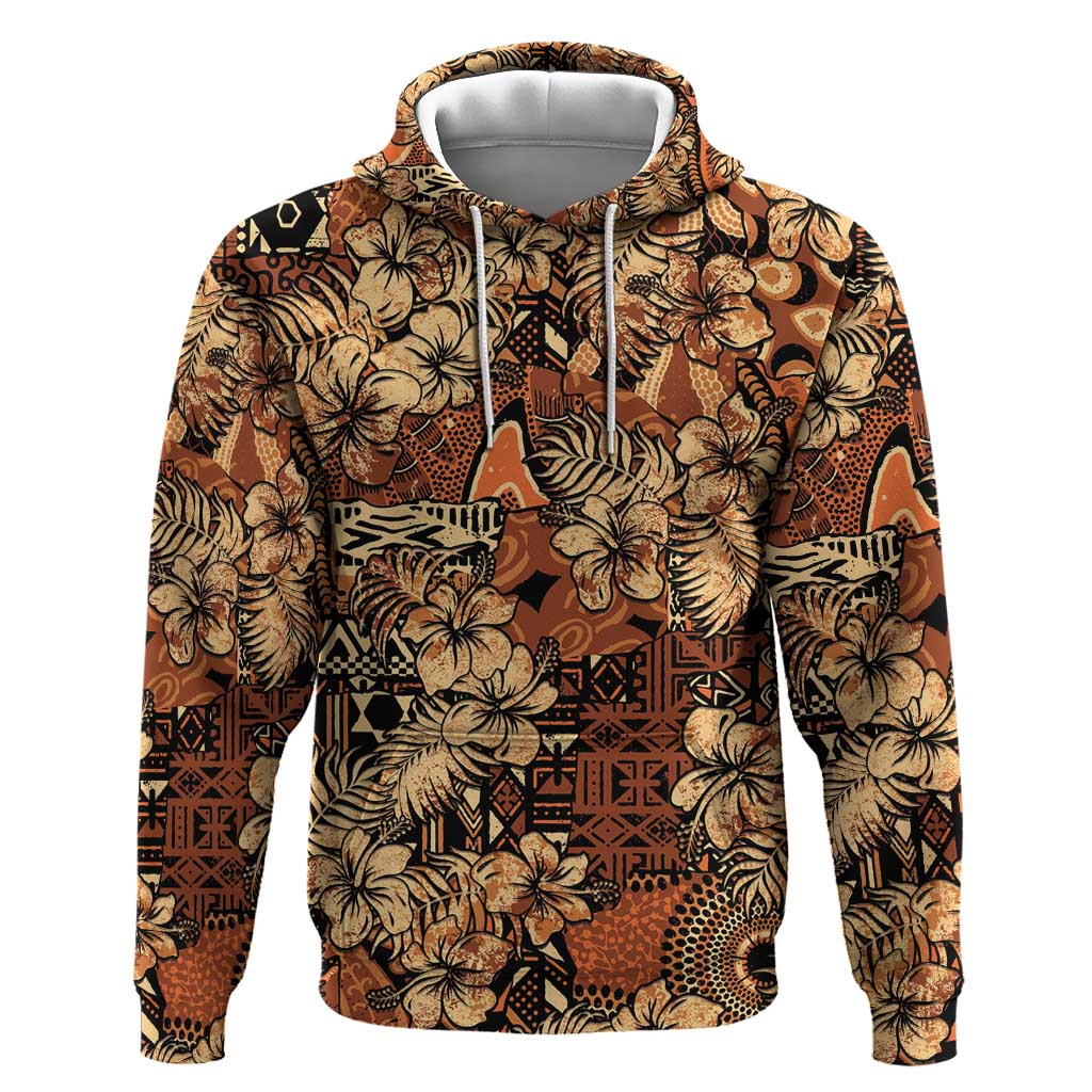 Afro Hibiscus Tropical Hoodie African Pattern - African Pride