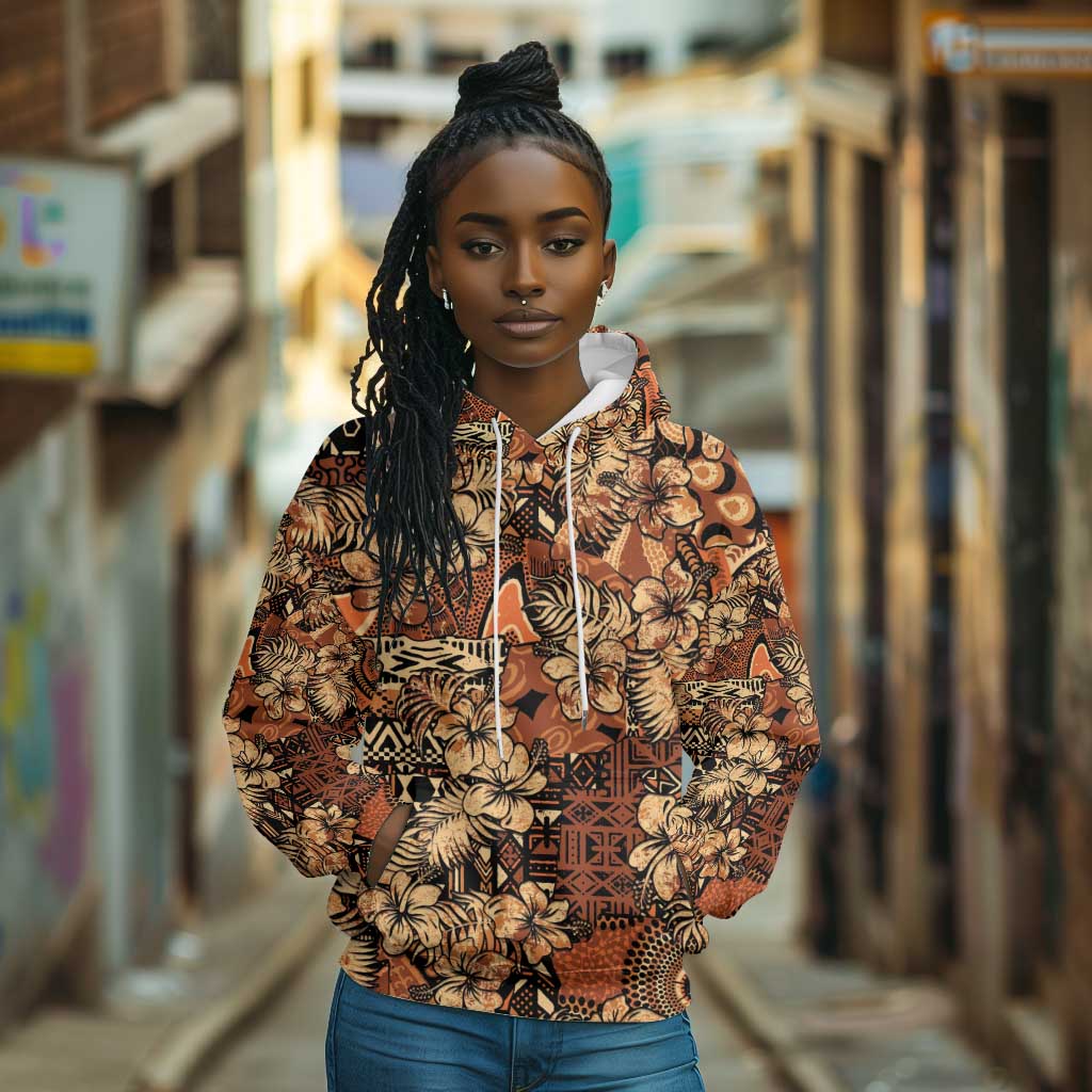 Afro Hibiscus Tropical Hoodie African Pattern - African Pride