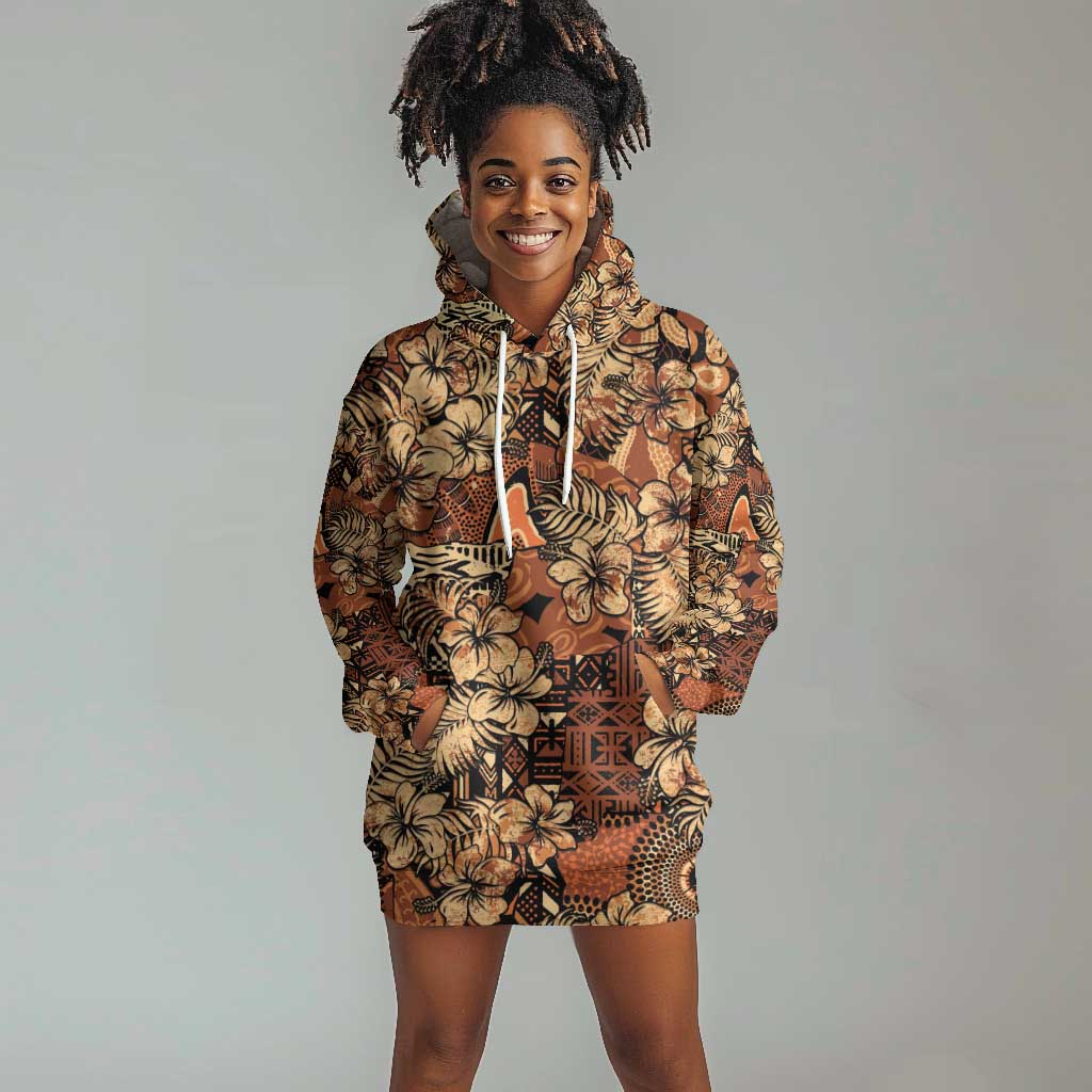 Afro Hibiscus Tropical Hoodie Dress African Pattern - African Pride