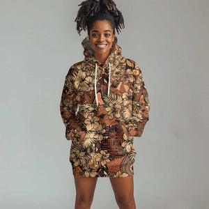 Afro Hibiscus Tropical Hoodie Dress African Pattern - African Pride