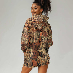 Afro Hibiscus Tropical Hoodie Dress African Pattern - African Pride
