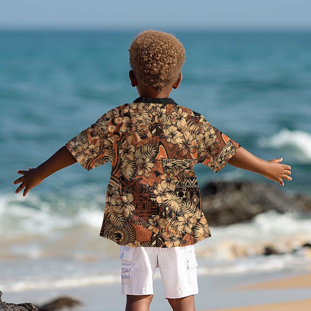 Afro Hibiscus Tropical Kid Hawaiian Shirt African Pattern - African Pride