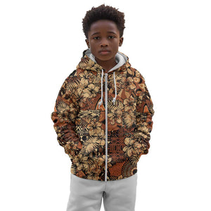 Afro Hibiscus Tropical Kid Hoodie African Pattern - African Pride