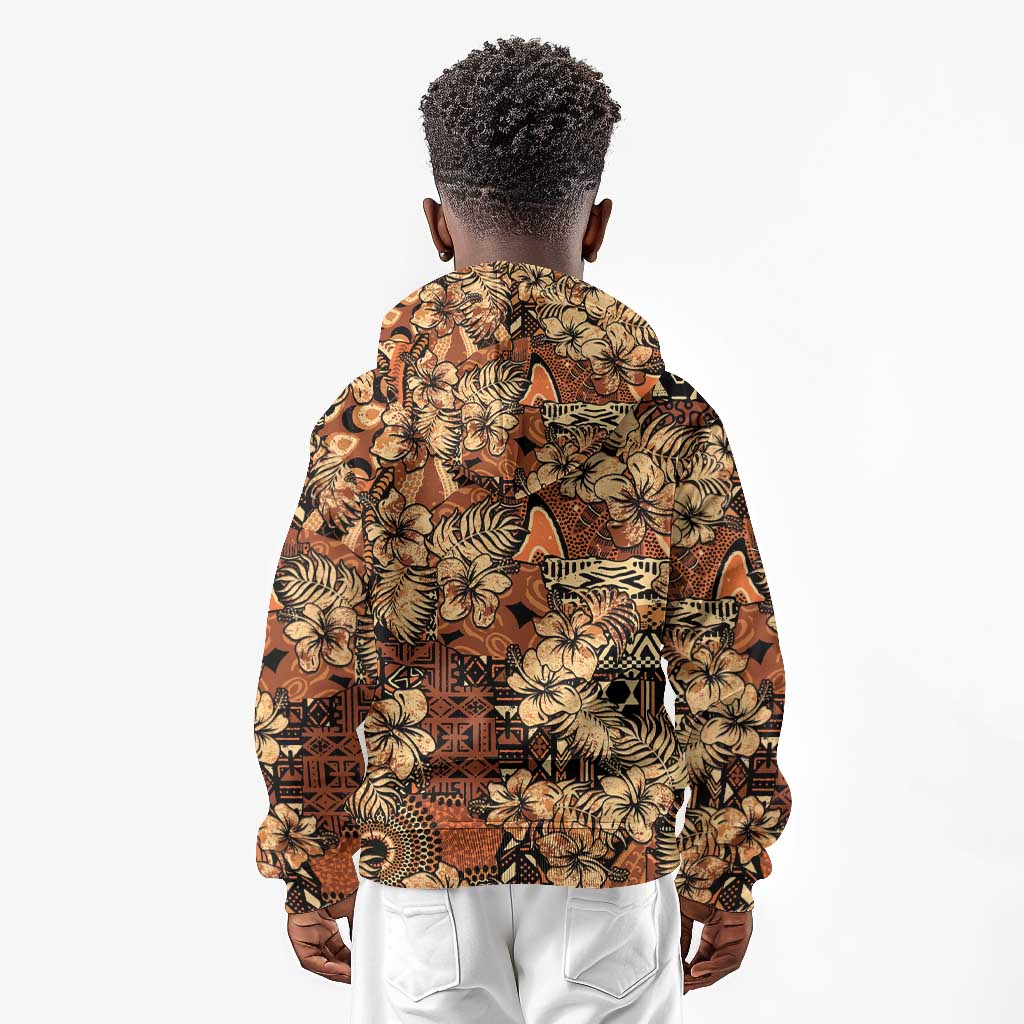 Afro Hibiscus Tropical Kid Hoodie African Pattern - African Pride