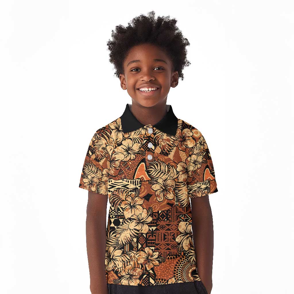 Afro Hibiscus Tropical Kid Polo Shirt African Pattern - African Pride