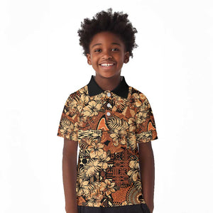 Afro Hibiscus Tropical Kid Polo Shirt African Pattern - African Pride